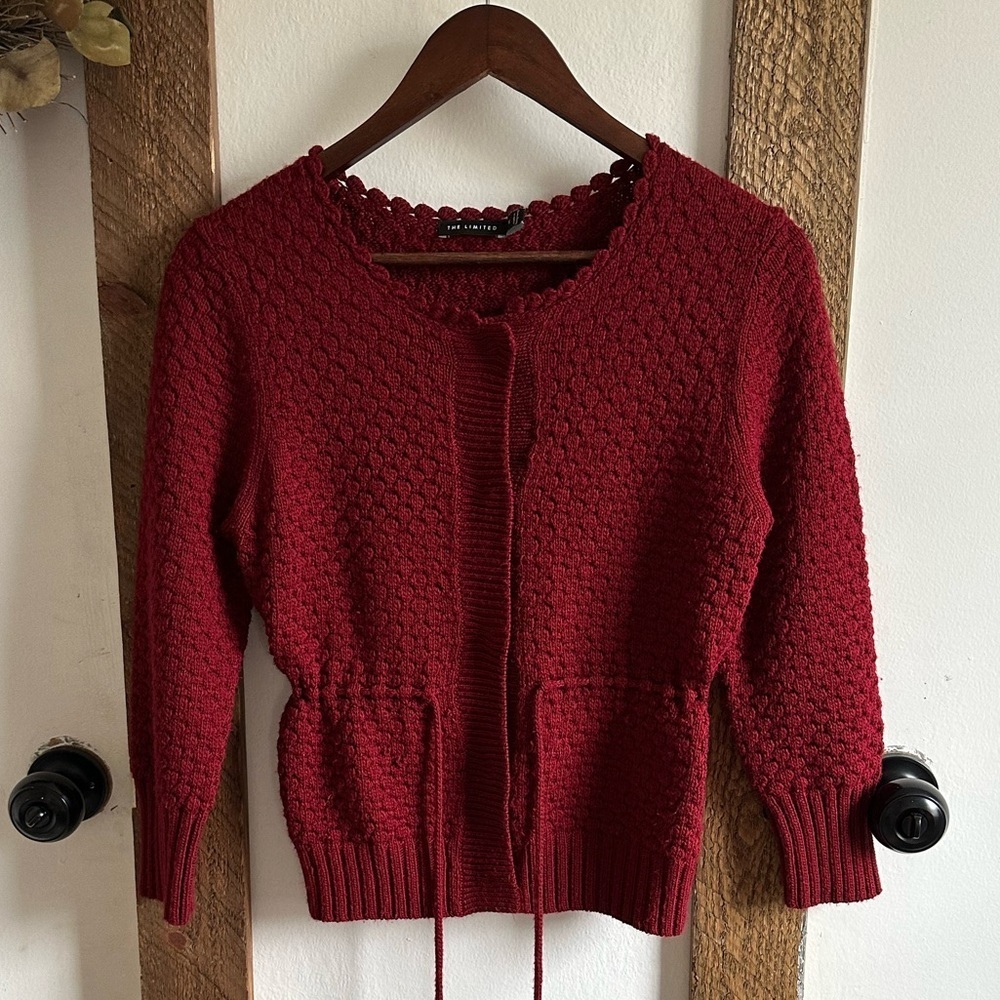 Y2K The Limited Women’s Crochet Knit Button Snap Cardigan Sweater Size Small EUC